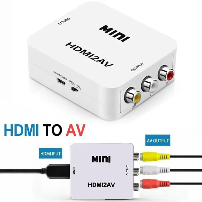 

HDMI to AV Converter Three Color Line 3 RCA Adapter Computer Millet Barley Box to Connect TV