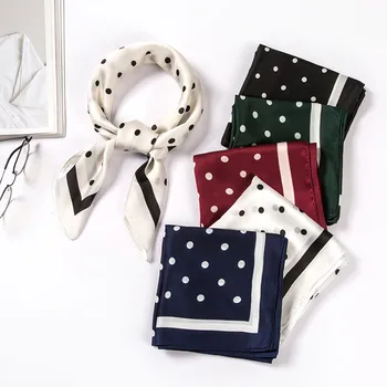 

Silk Satin Neck Scarf For Women Print Polka Dot Square Scarf Ribbon Scarves Kerchief Neck Scarf 70x70cm Hair Head Hijab Scarfs