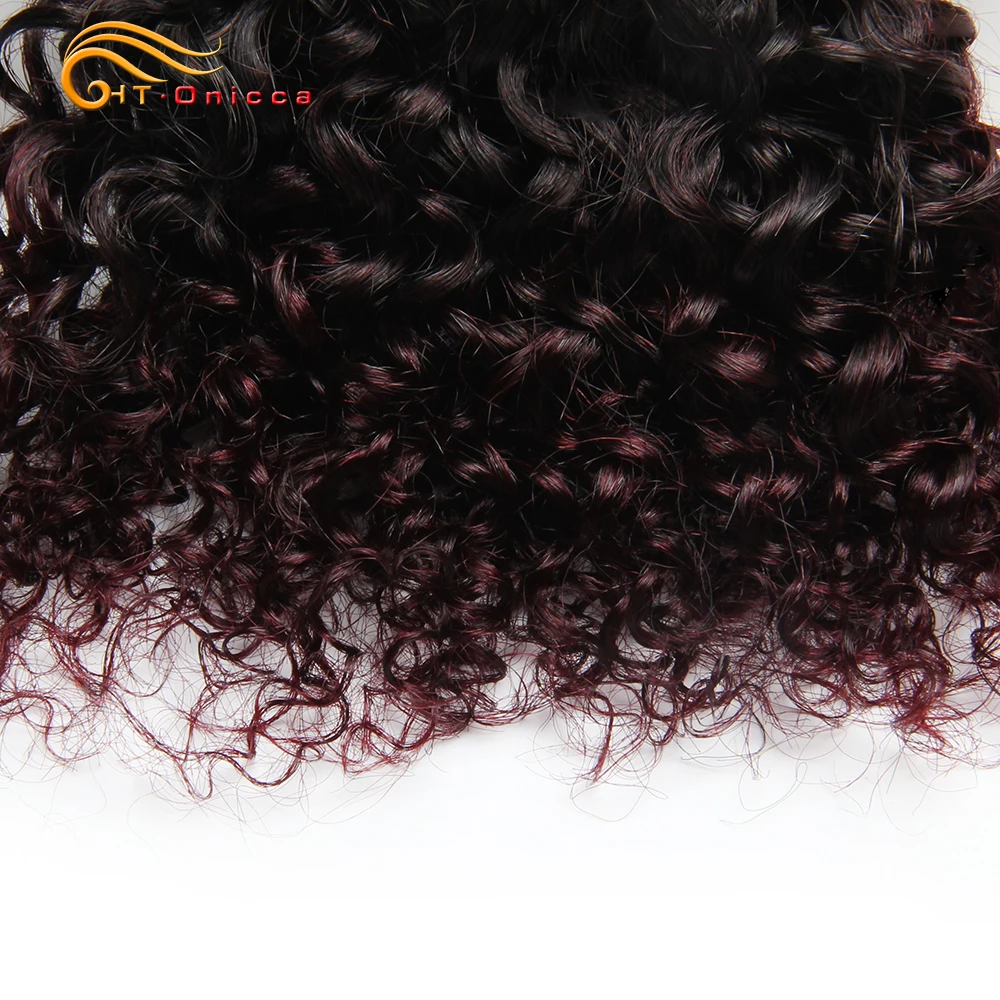6Pcs/Lot Peruvian Curly Bundles Jerry Curl Double Drawn Human Hair Remy Funmi Hair T1B 30 99J Colored Hair Extension Htonicca