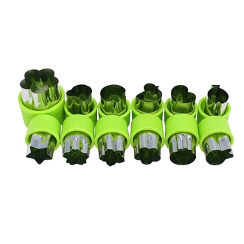 

12pcs/set Vegetables Dough Cutter Mold Love heart Star Rabbit Mouse Flower Shape For Fondant Cookie Kids Mould Kitchen Knife