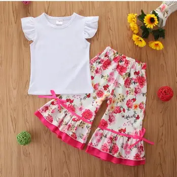 

5sets/lot Toddler Girl clothing sets kids clothes floral (shirt +pants) girls skids set 2-7T sylvia 611919457998