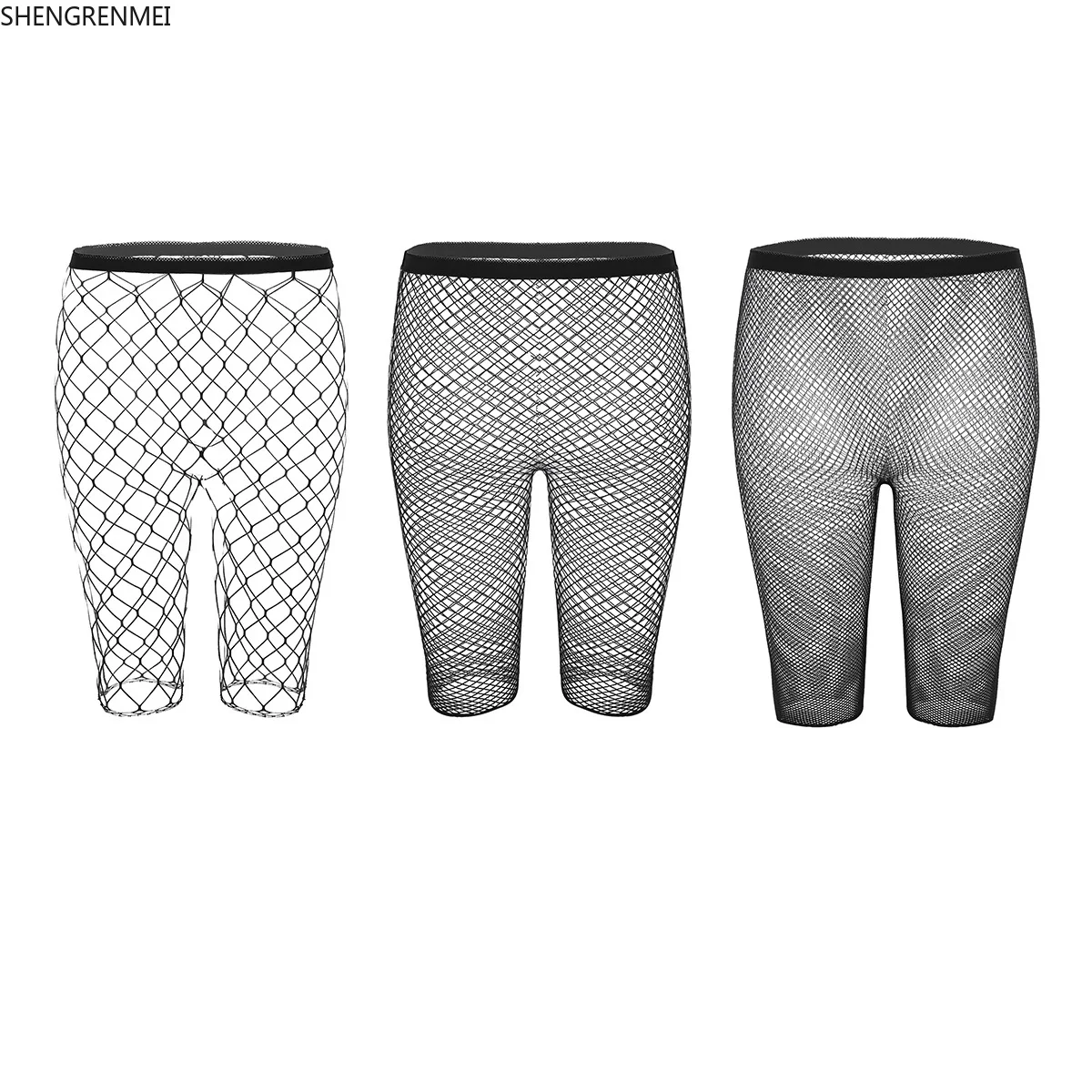 SHENGRENMEI Black Pantyhose Fishnet Short Tights for Men's Male Underwear Sexy Lingerie Net Stocking Men Panty Hose Body Tight
