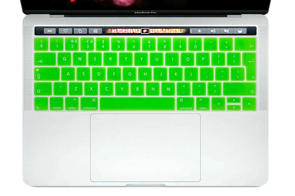 Green HRH английский ЕС Силиконовый чехол для клавиатуры протектор кожи для Mac NewPro 1" A1706 A2159 Pro 15" A1707 с сенсорной панелью // - Цвет: Green