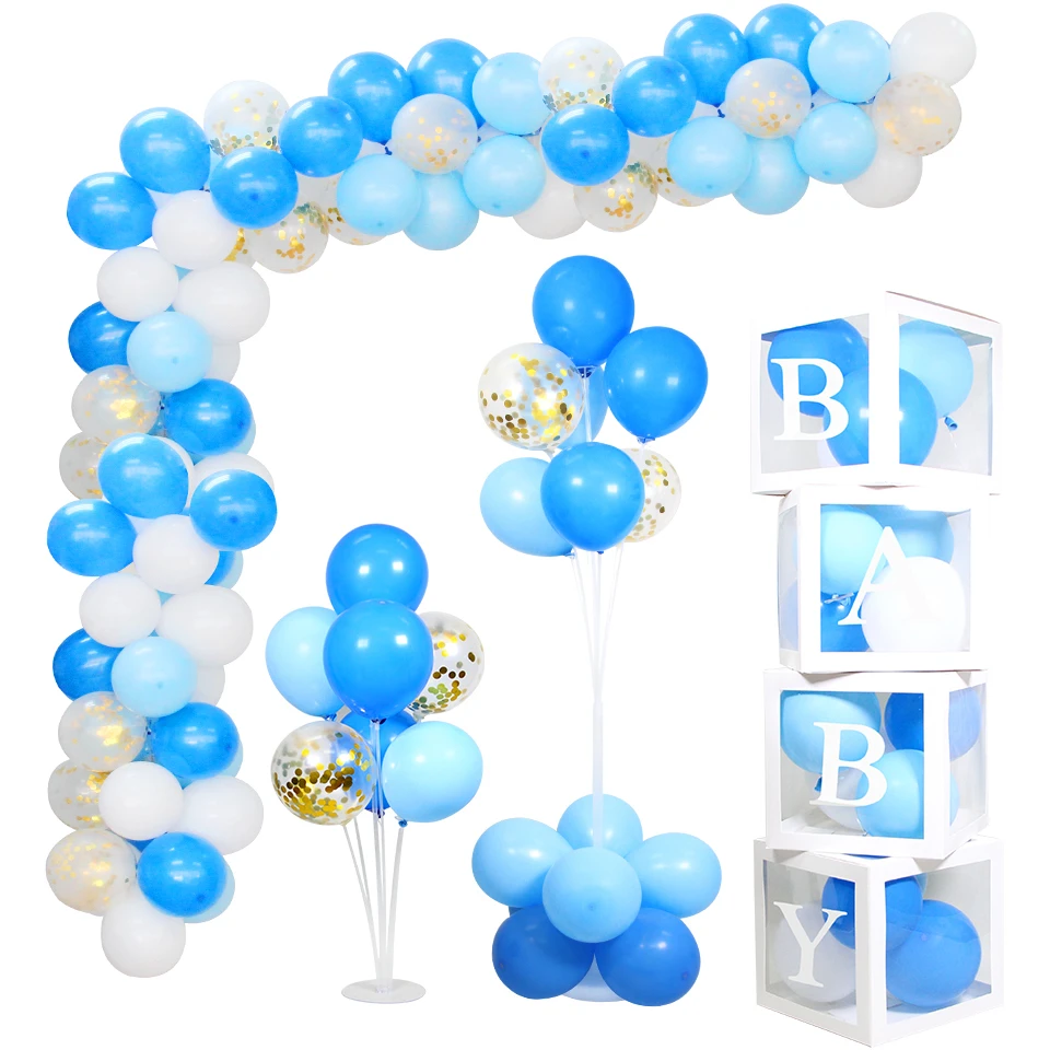 Baby Dusche Ballons Junge Mädchen Dekoration Set Baloons Banner Wimpel blau pinkuk