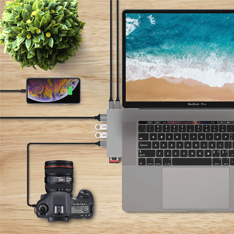 8 в 1 док-станция для ноутбука Тип C Несколько концентратор адаптер 4K HDMI USB 3,0 RJ4 TF SD кард-ридер PD USB-C быстрая передача данных