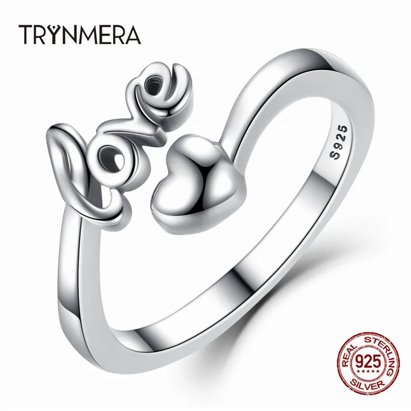 Trymnera Новое поступление 100% 925 пробы серебра с надписью I Love You (я тебя люблю) кольцо