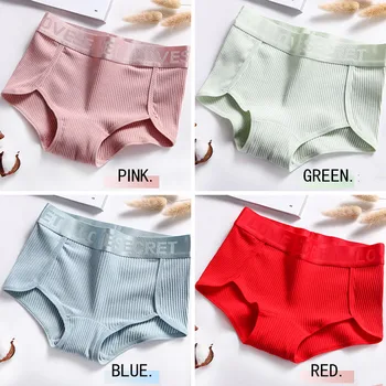 

4Pcs/lot New Women Panties Cotton Soft Underwear Solid Female Panty Traceless Briefs Breathable Lovely Girls Lingerie