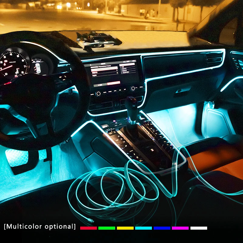 5m Car Interior Atmosphere Lighting LED Strip 5V DIY Flexible EL Neon Cold  Light Line Tube With USB Auto Decoration Ambient Lamp - AliExpress