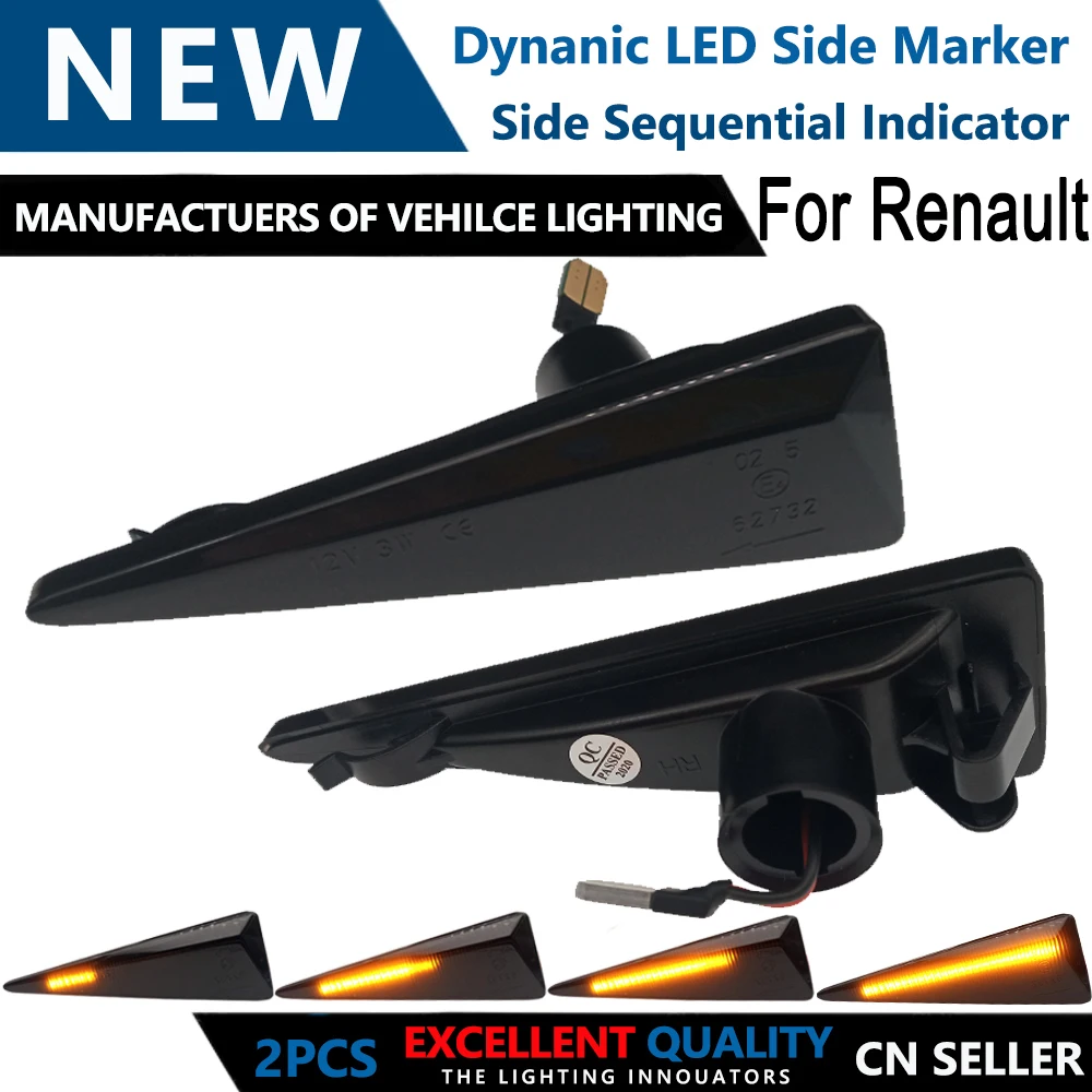 

2PCS LED Dynamic Side Marker Blinker Turn Signal Light For Renault Megane Estate Saloon Scenic Wind Vel Satis Espace IV Avantime