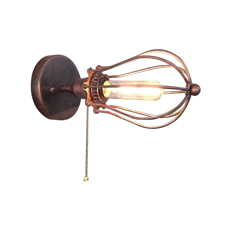 

American-Style Iron Art Retro Small Cage Wall Lamp tie jia deng Grapefruit Wall Lamp Industrial-Style Hallway Corridor Engineeri