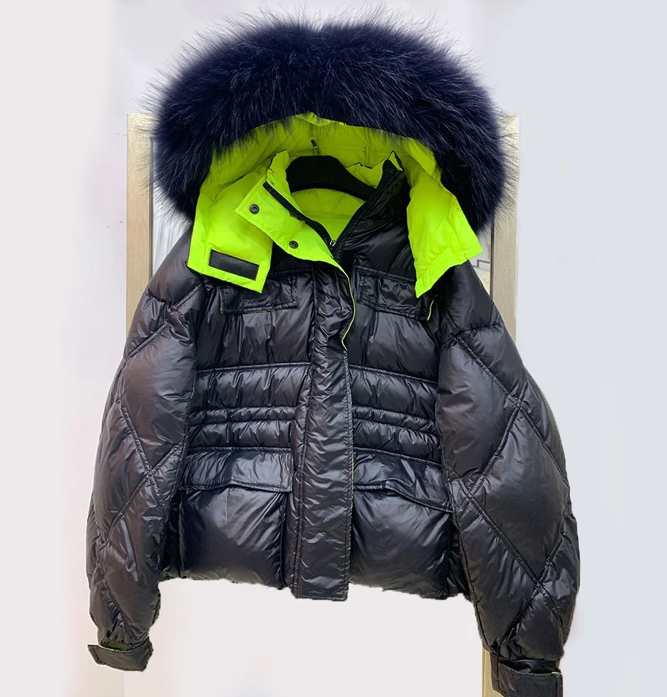 2019 пуховик из натурального меха с воротником зимняя куртка для женщин Толстая