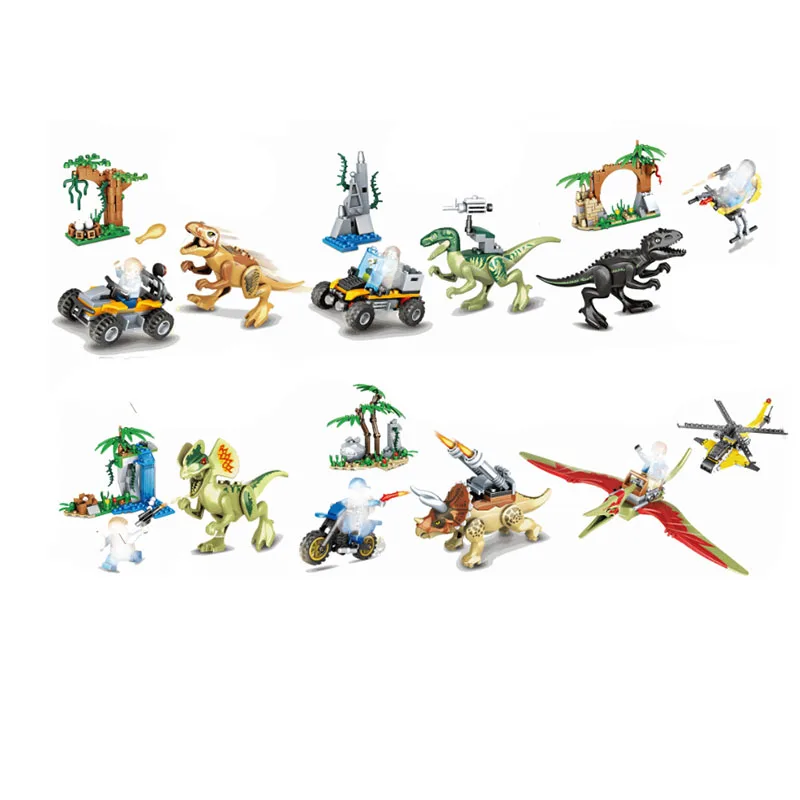 

Jurassic Dinosaur Forest Tyrannosaurus Rex Tyrannosaurus Dragon Pterosau Set Building Block Toy Figure World Dino Brick B709