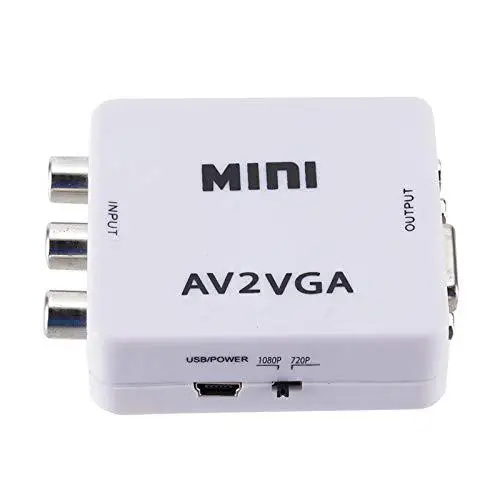 HD AV2VGA видео конвертер коробка AV RCA CVBS к VGA видео конвертер convoor& 3,5 мм аудио к ПК HDTV конвертер R60
