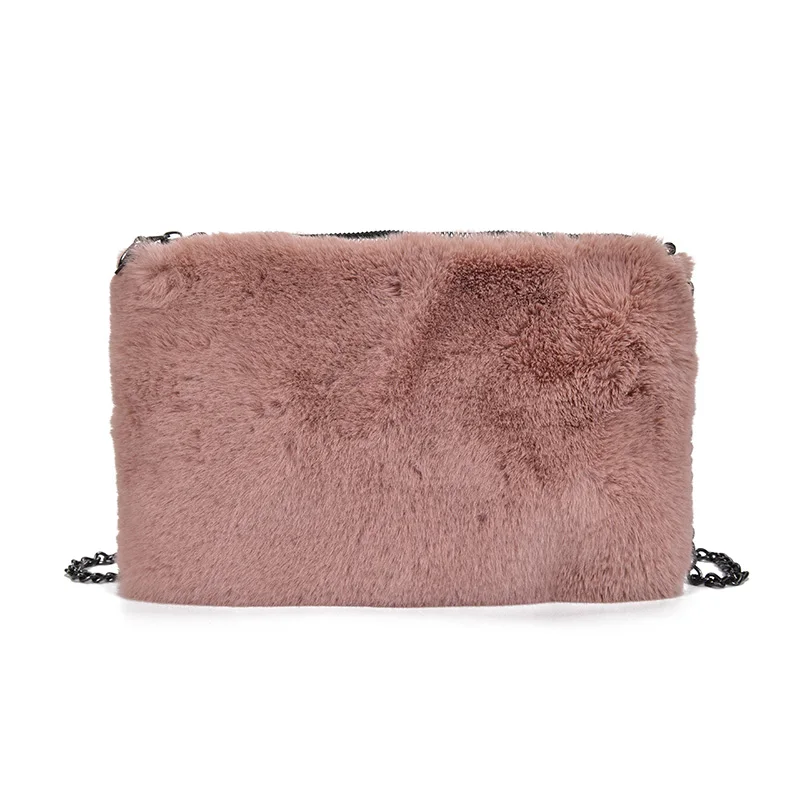 

Women Plush Bag Shoulder Autumn And Winter Fashion Soft Diagonal Package Simple Youth Daily Small Square Bag Chain