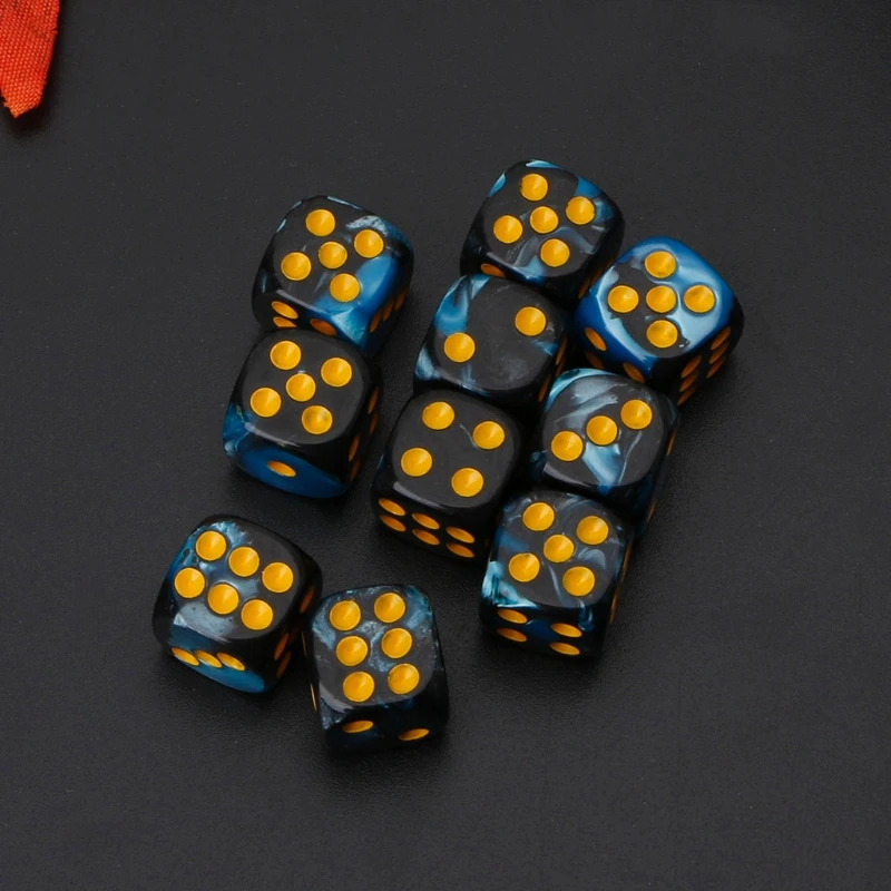 Acrylic Dice Game Dice Dice Set 10 Pcs Exquisite Six Sided 12mm Transparent Cube Round Corner Portable Table Playing Games Dice for Board Game Party