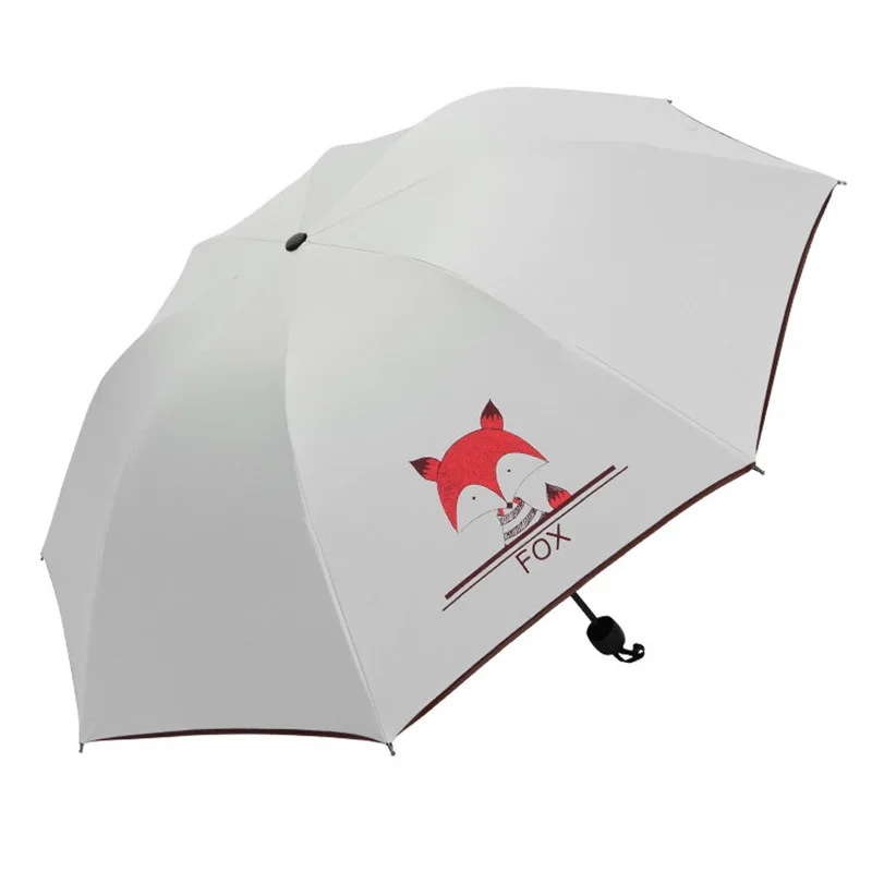 Черное покрытие три складные зонтики для утепленные солнцезащитный крем дождь Шестерни небольшой Unbrellas анти-УФ Неавтоматические непрозрачные Для женщин зонтик
