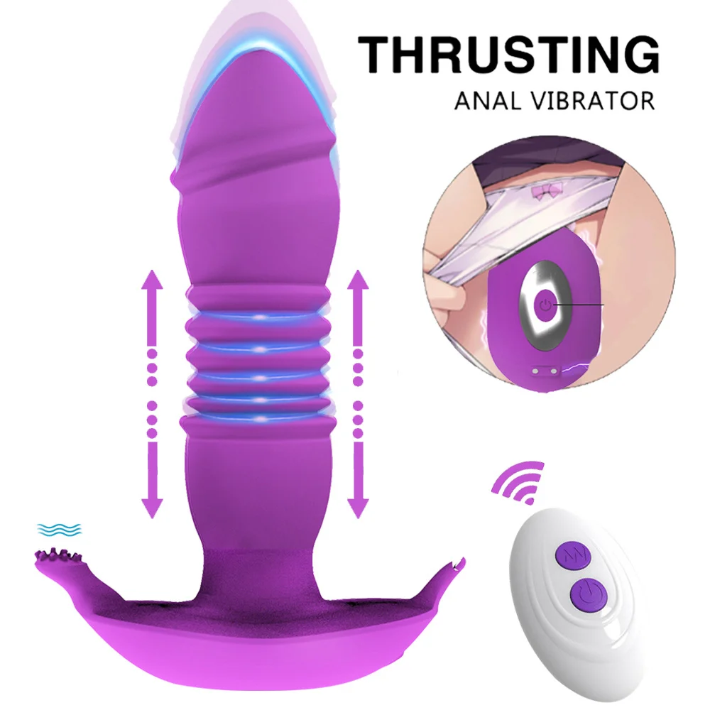 Automatic Telescopic Dildo Anal Vibrators for Female Men Vibrating Butterfly Thrusting Plug Vibration Sex Toys Women Couples | Красота и