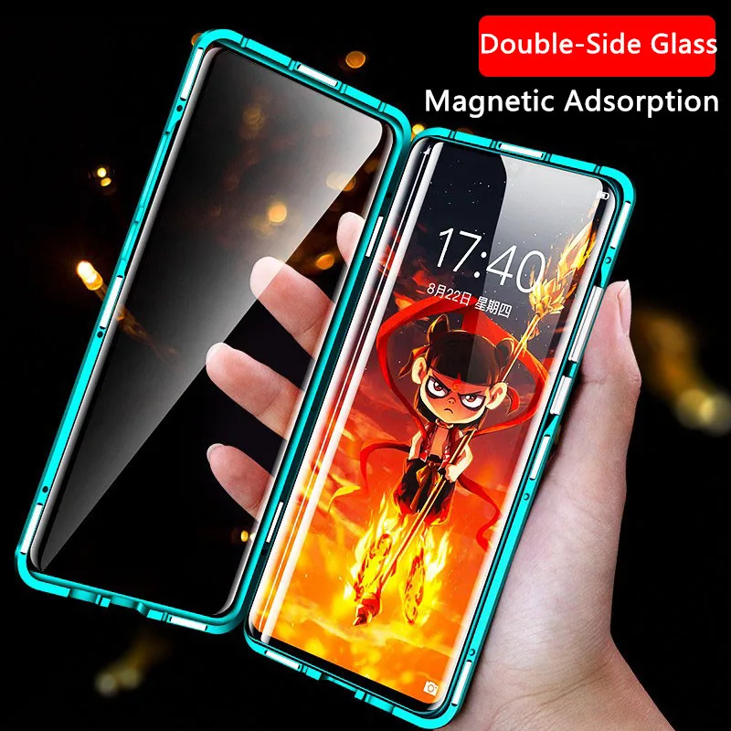 Double-Side Glass Case For Samsung Galaxy A51 Luxury Metal Magnetic Adsorption Phone Cover On A71 Capa |
