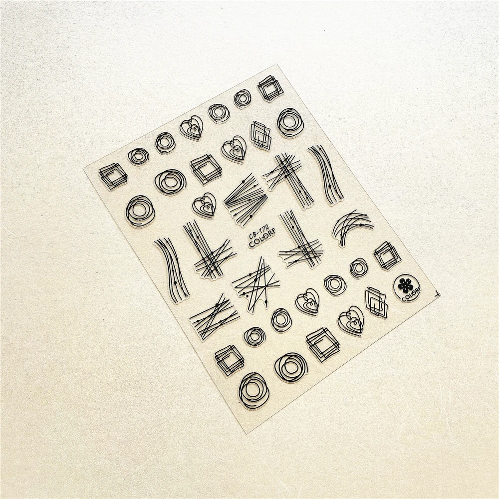 

CB-172 Black and white gold silver Various lines cross 3D Back glue Nail Art Stickers Decals Sliders Nail ornament decoration