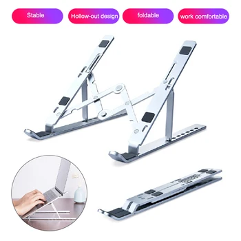 

Foldable Computer Holders Laptop Stand Ultra-thin Notebook Support Holder 7-Level Adjustable Height Desk Dock Bracket for PC