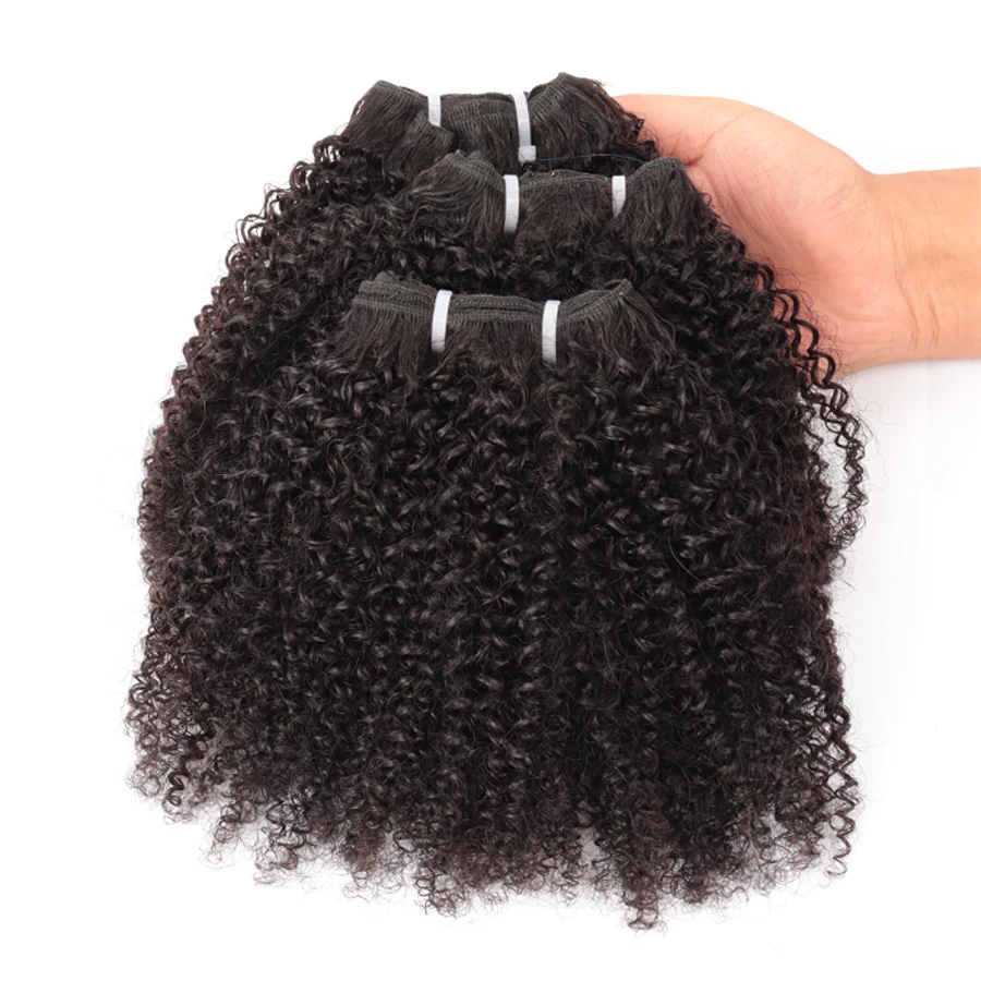 Afro Kinky Curly Bundles com Fecho, Cabelo