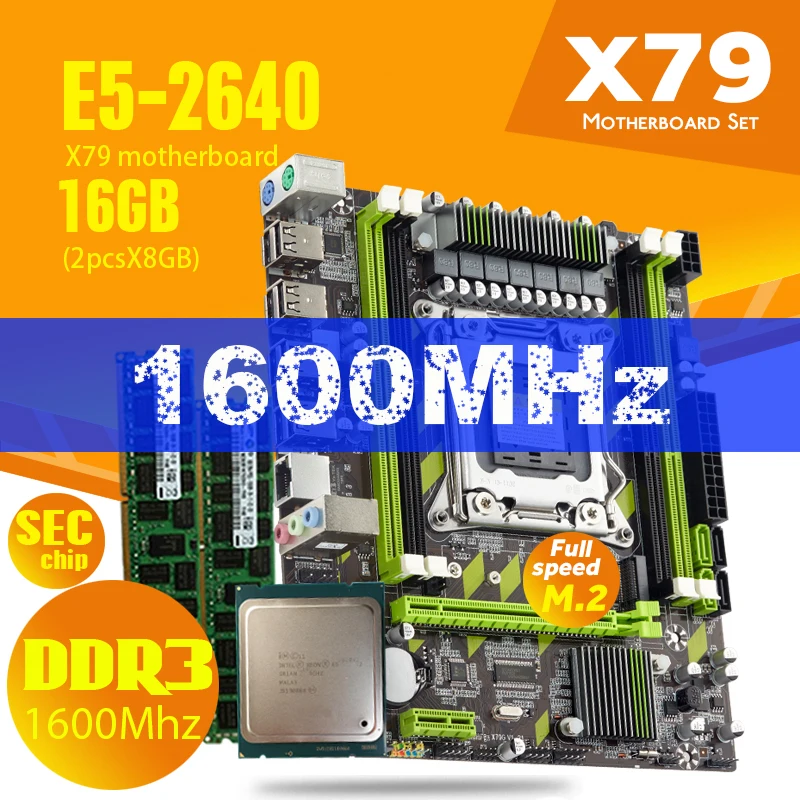 Atermiter X79 X79G материнская плата с LGA2011 Combos Xeon E5 2640 CPU 2шт x 8 ГБ = 16 Гб Память DDR3 RAM 1600Mhz PC3