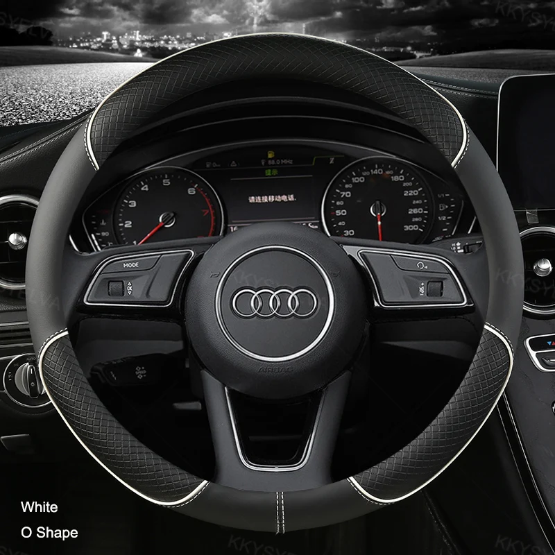 Premium Leather Steering Wheel Cover - 38cm 15