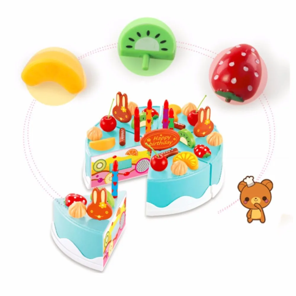 Горячие пластиковые милые детские Кухонные Игрушки для ролевых игр DIY Забавные разрезание торта ко дню рождения пищевой реквизит игрушки для девочек