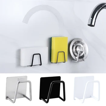 

Kitchen Stainless Steel Sponges Holder Wall Hanging Self Adhesive Sink Sponges Drain Drying Rack Supplies For Kitchen Bathroom