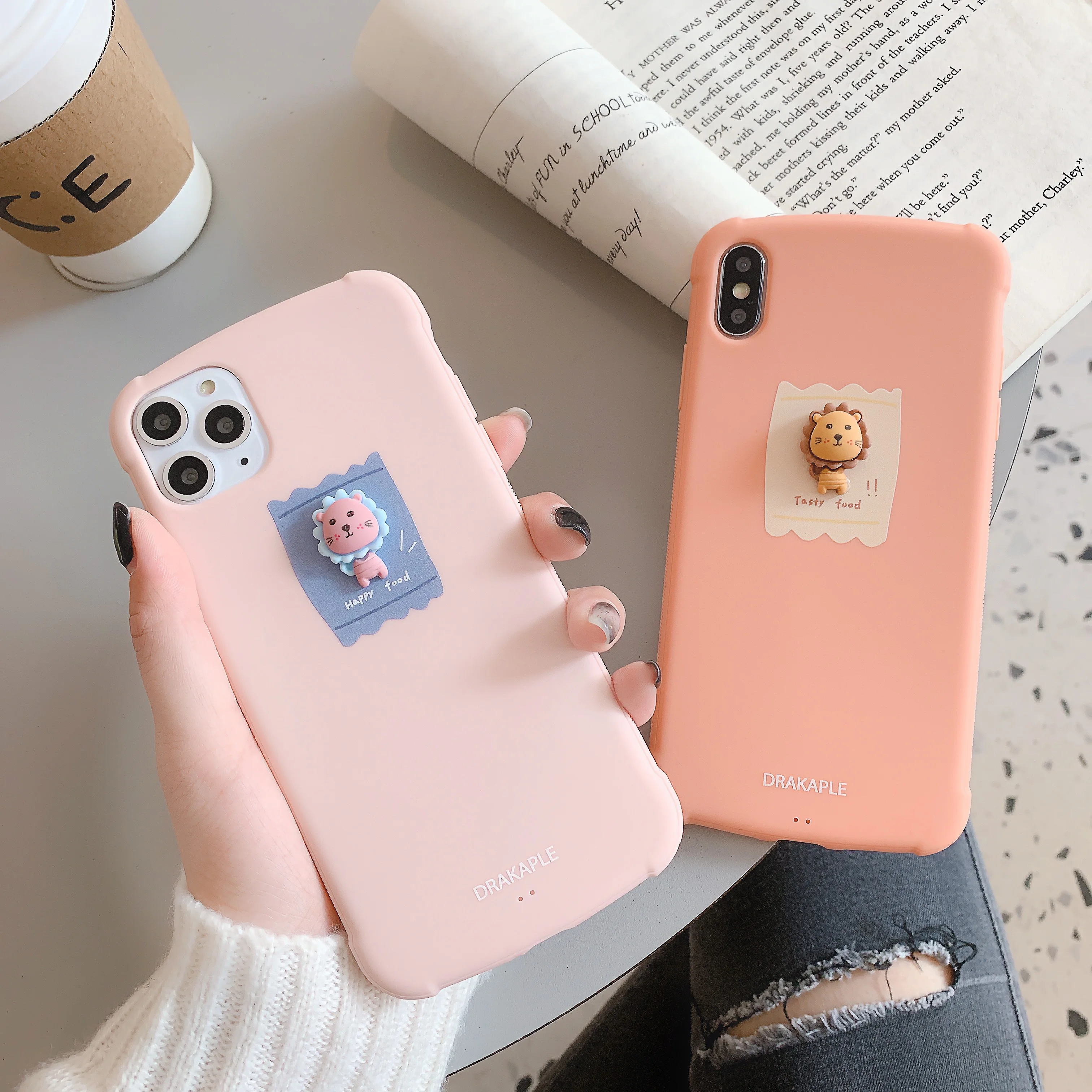 3D Candy Color Lion Phone Case For iPhone 11 Pro XS MAX XR X Silicone 7 6 6S 8 Plus Cover with Tempered film |