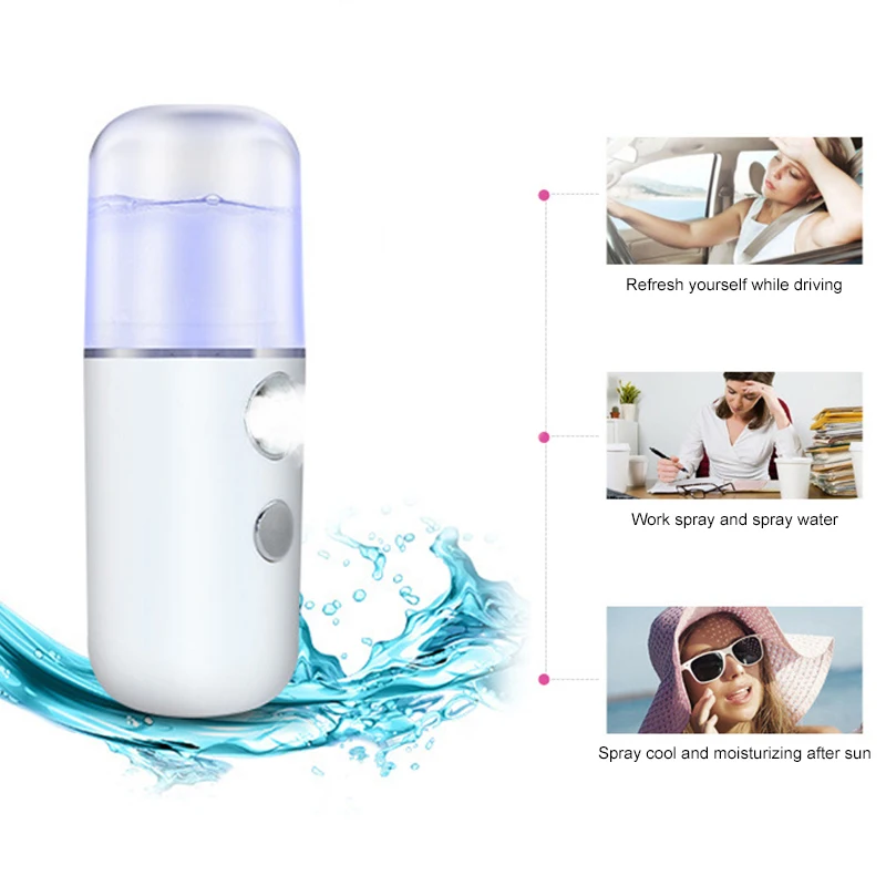 Mini Nano Mist Sprayer , Facial Steamer Humidifier ,USB Rechargeable Face Moisturizing Nebulizer