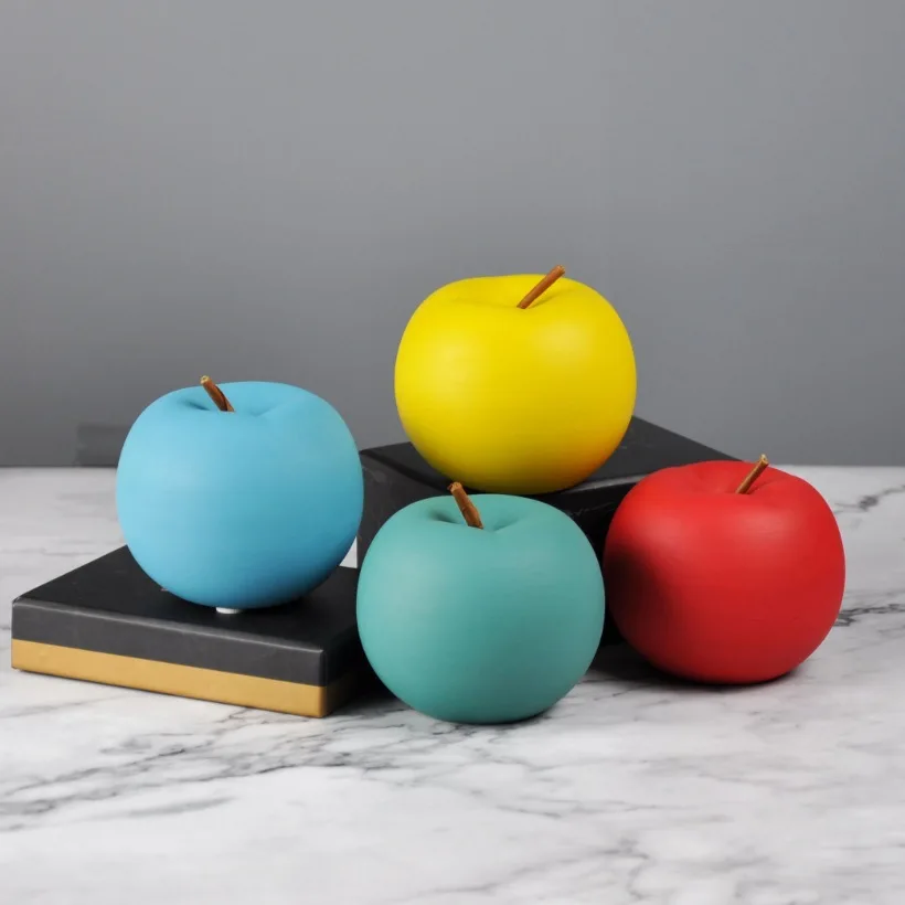 

1PCS Nordic Macaron Creative Ceramic Apple Ornaments for Living Room Wine Cabinet Decoration