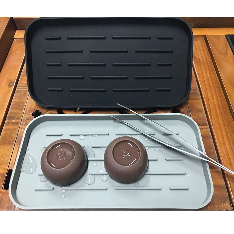 US $20.03 2pc Heat Resistant Pad Rectangular Silicone Drain Mats Drying Dishes Baking Tools Kitchen Utensils NonSlip Tray Thick Water Pan