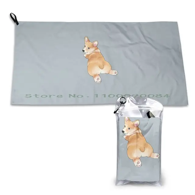 Aranyos Corgi Butt Gyors, Száraz Törülköző Tornaterem Sportfürdő Hordozható Bibis Beanming Kawaii Ülő Inu Walesi Pufók Thicc Bolyhos Esztétika