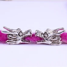 10 шт./лот тибетский серебряный дракон голова, подвязанные лентой, с объемной волной, дредлоки, для увеличения объема, бусины-трубки клипсы украшение "Кольцо"