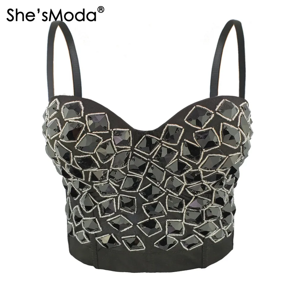 china wholesale 2020 new hand made bead bustier crop top (1)