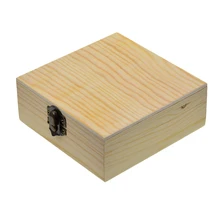 Квадратная НЕОБРАБОТАННАЯ деревянная шкатулка Органайзер чехол для хранения DIY база для детей 12x12x5 см