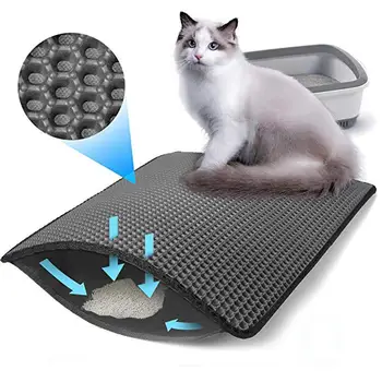 

Pet Cat Litter Mat Foldable EVA Waterproof Double-Layer Cats Mat Bottom Non-slip Pet Litter Cat Mat Layer Pet Litter Catcher Mat