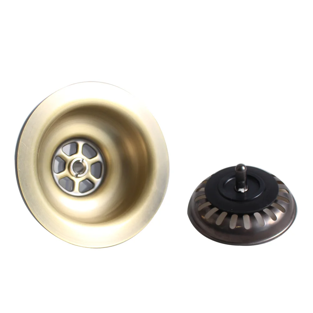 Talea Water Tank 114MM Downcomer Copper Plating Nostalgic Strainer PVD Accessories Drainer With Stopper XK223C035