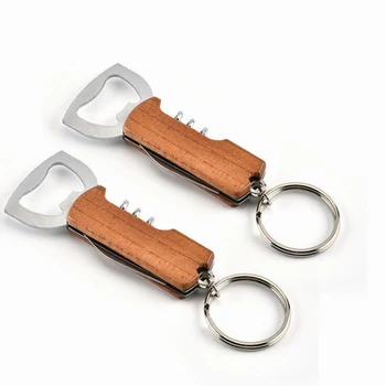 

500pcs Durable Stainless Steel Keychain Corrosion-Resistant Anti Wear Keyring Red Wine Bottle Opener Key Chians For men women