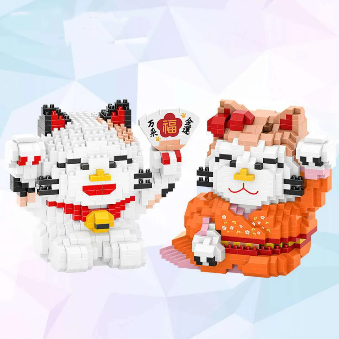 Алмазная частица головоломка блочная игрушка Новогодняя удача Кот