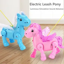 Рождественский подарок для детские игрушки Новинка Электрический поводок-лошадь прогулочные Игрушки Поющий светильник интерактивные игрушки для детей девочек Jy4