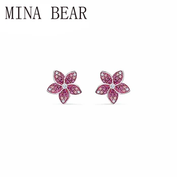 

High quality SWA fashion TROPICAL FLOWER pierced earrings, delicate and shiny flowers earrings Best gift for girlfriend