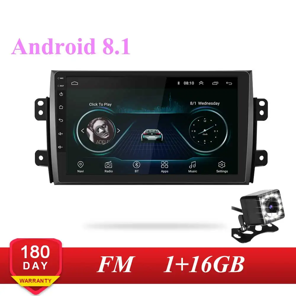 2 din android 9,0 автомобильное радио DSP 2.5D ips экран gps навигация 3g wifi для SUZUKI SX4 2006- Мультимедиа Bluetooth плеер - Цвет: 1WITH16 cam