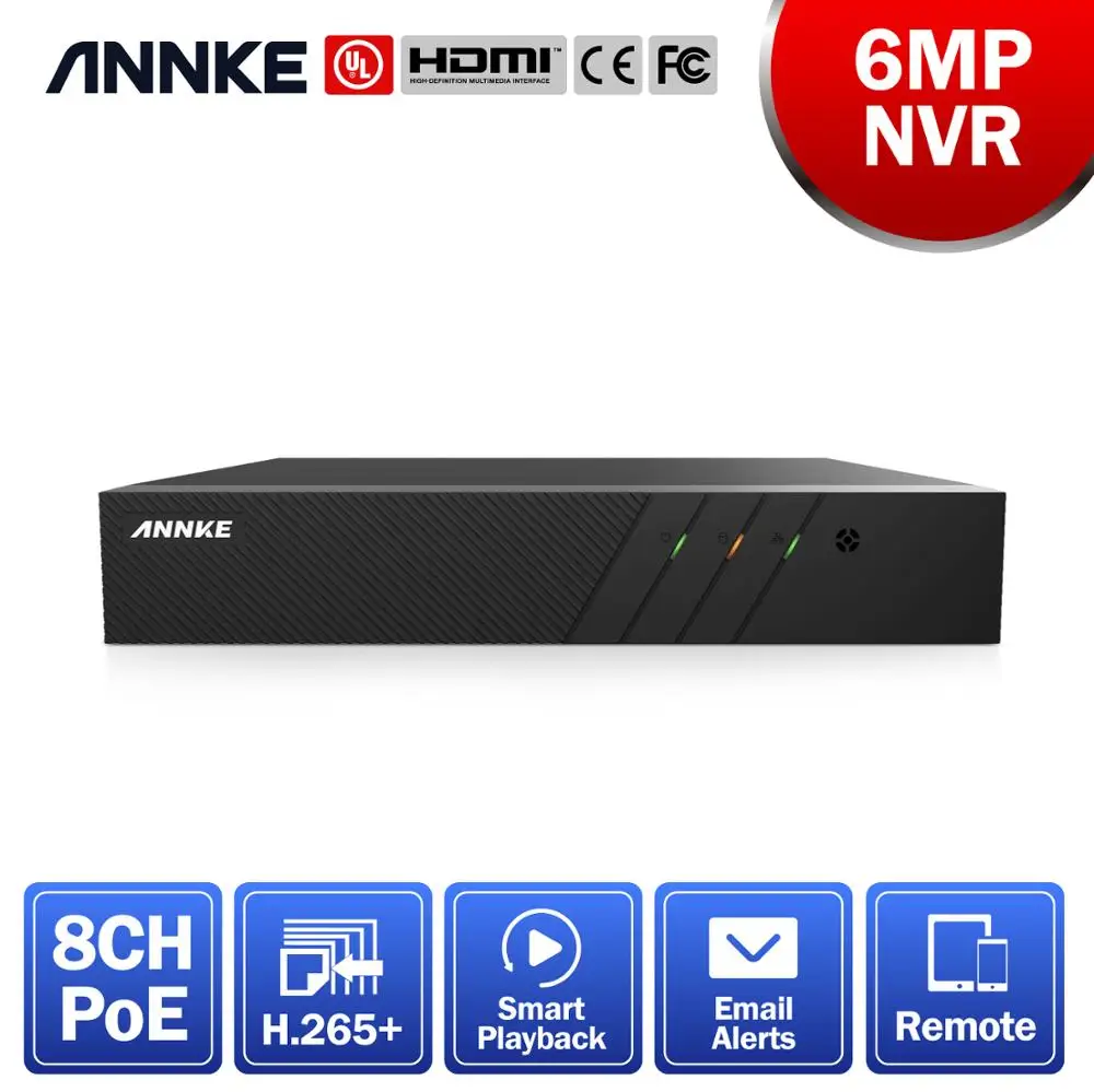 ANNKE-grabadora de vídeo POE de 8 canales, H.265 + NVR para cámaras HD POE de 2MP, 3MP, 4MP, 5MP, 6MP, IP, Kit de sistema de seguridad