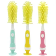 Silicone+PP Baby Bottle Brushes Nipple Brushes Spout Tube Teat Sponge Feeding Bottle Cleaning Brush Multifunctional