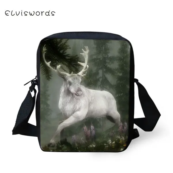CDWX3858E ELVISWORDS/модные женские сумки-мессенджеры, фантазийные сумки с оленем для девочек, сумки через плечо, Kawaii, дизайн с животными, мини-закрылки для девочек, кошелек - Цвет: CDWX3858E