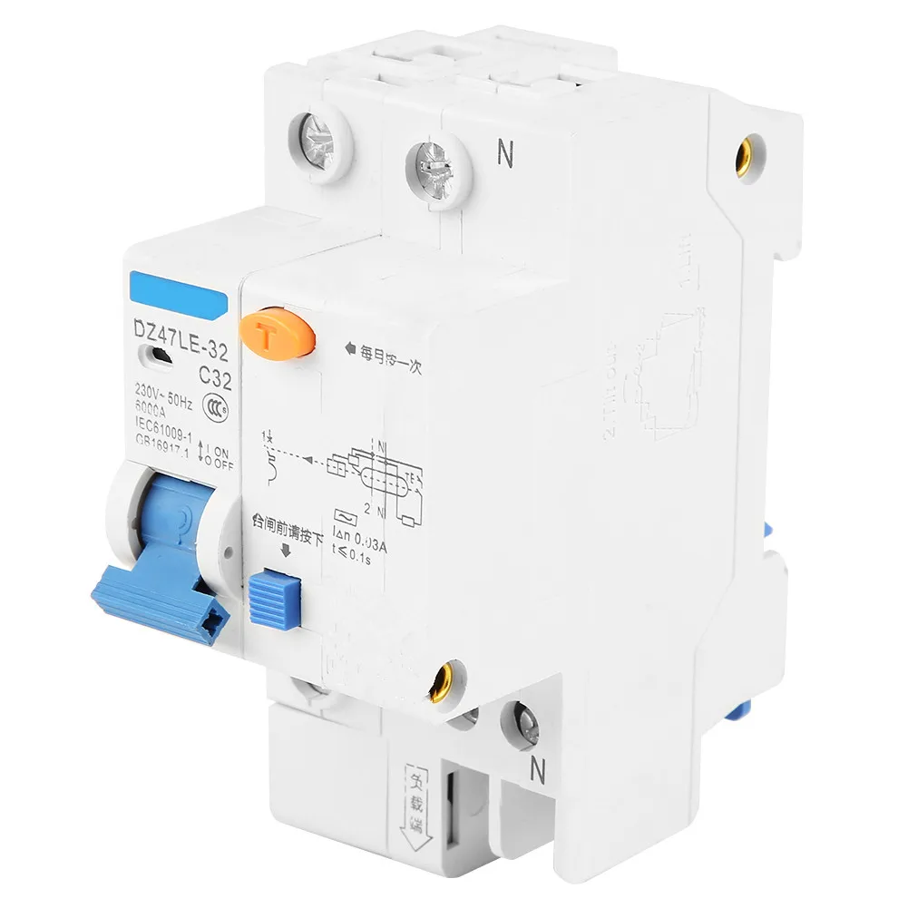 DZ47LE-32 1P+ N C32 RCCB Выключатель остаточного тока 30mA 230 В токовый выключатель высокого качества
