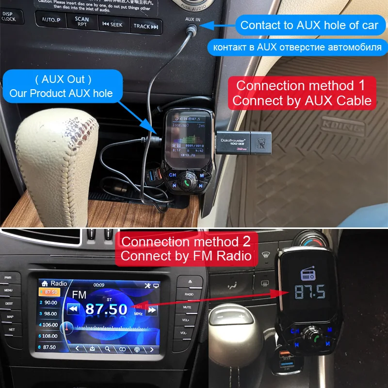  Bluetooth 5.0 FM Transmitter Car AUX USB MP3 Player Wireless Handsfree Car Kit With QC3.0 Quick Cha