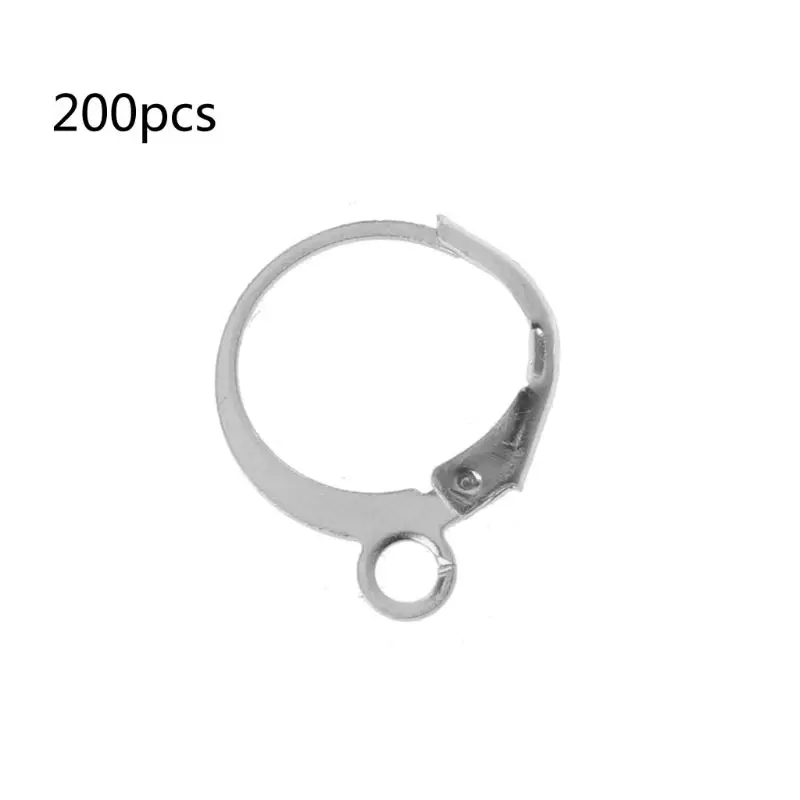 200 шт DIY золотые серебряные серьги крючки Leverback Earwire ювелирных изделий 15x12 мм T4MD - Окраска металла: S